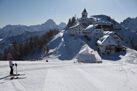 Zimní dovolená Itálie 2024 - Monte Lussari - sjezdovka